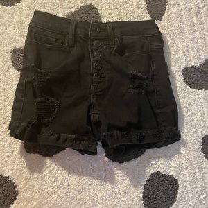 Button down 00 distressed black denim distressed